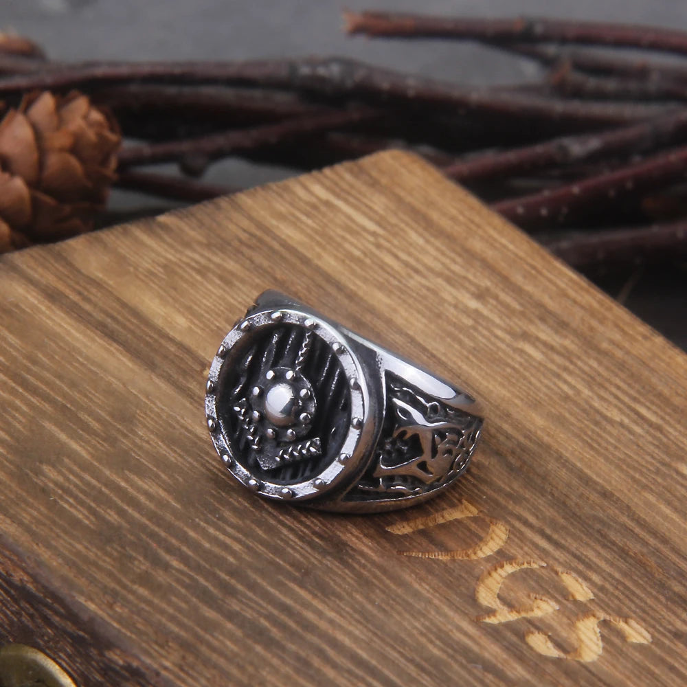 Tiwaz Rune Norse Viking Shield Ring  Paganheim   