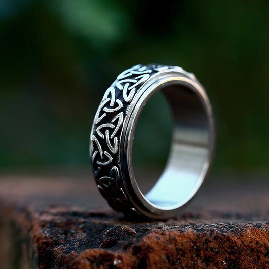 triquetra symbol engraved fidget spinner celtic ring