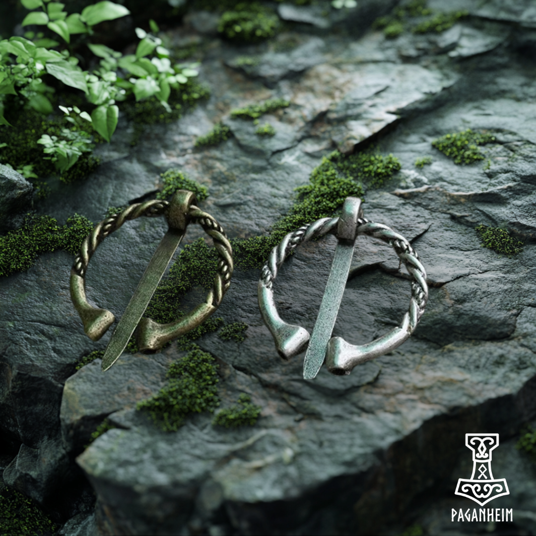 Silver penannular brooch with a Norse twisted band design for cloaks.