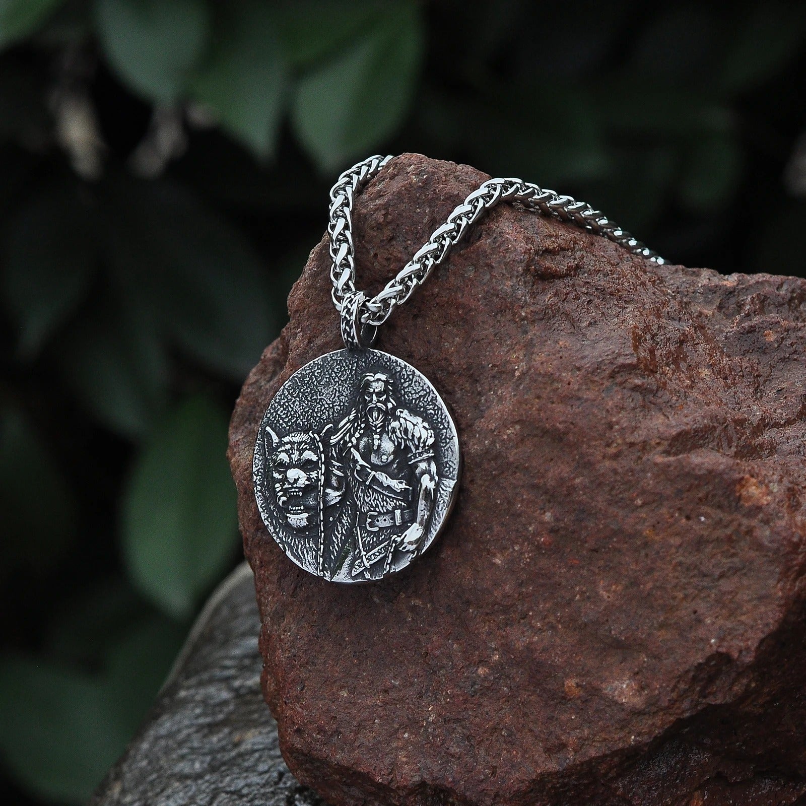 Norse mythology pendant featuring Tyr and Fenrir