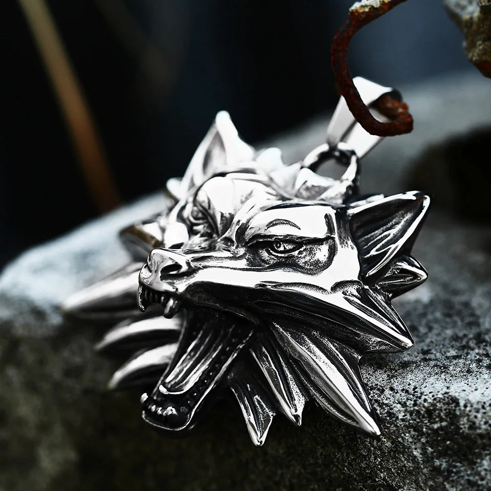 The Wrathful Ulfr - Stainless Steel Norse Viking Wolf Pendant  The Pagan Trader   