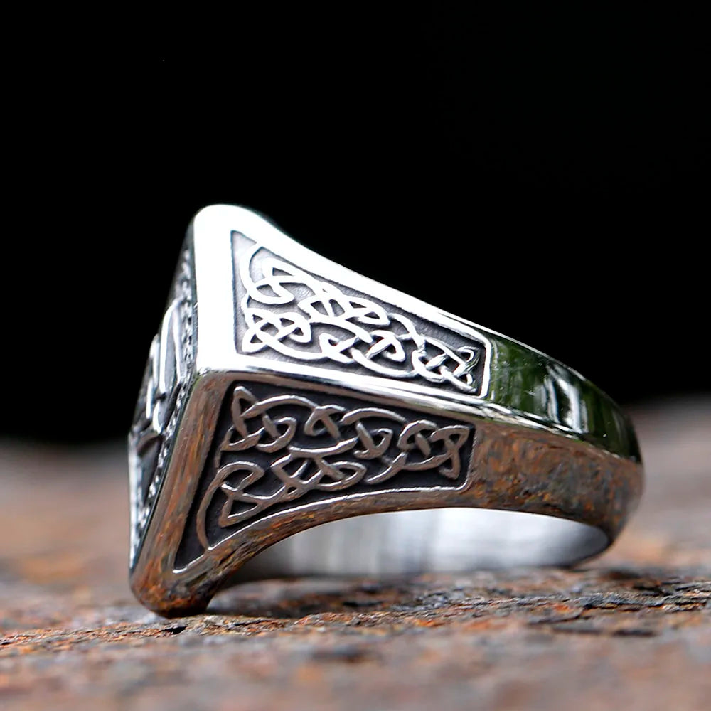 Viking warrior ring featuring Odin's Knot design