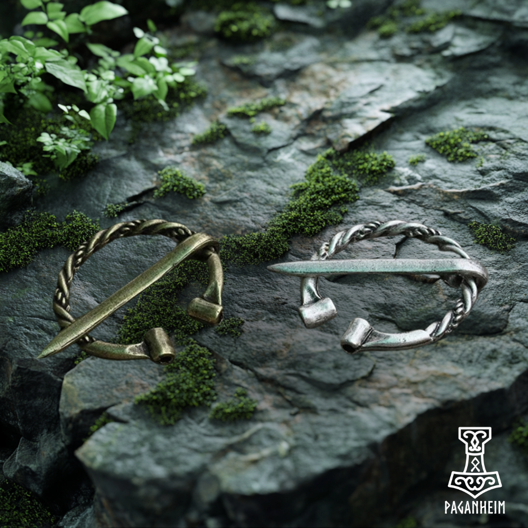 Penannular cloak brooch with twisted band design, inspired by Viking arm rings.