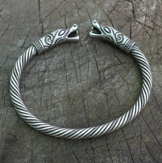 Detailed view of twisted pattern on Viking Age inspired ring