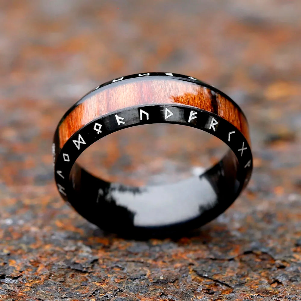 World Tree symbol on runic stainless steel ring