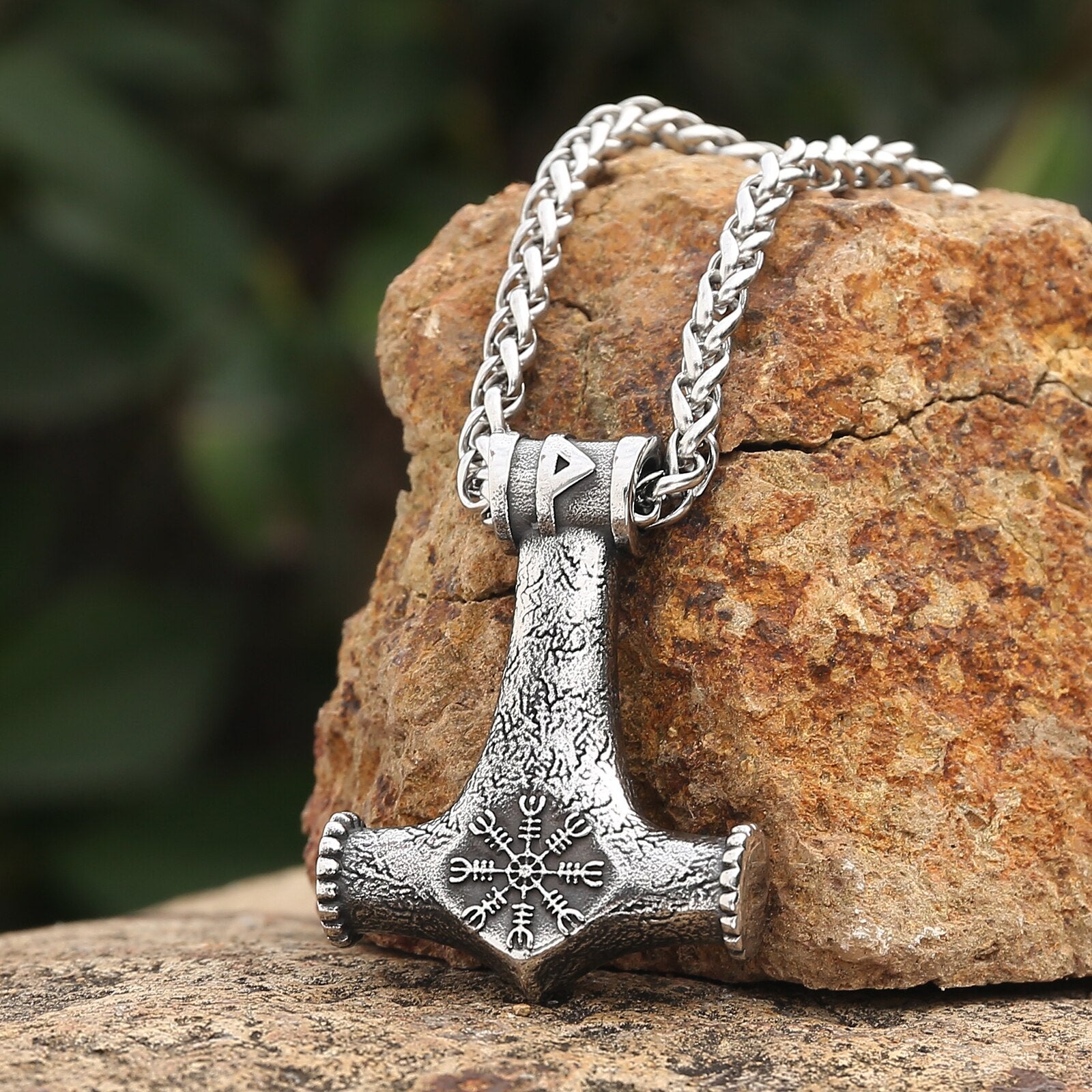 Thurisaz Ægishjálmr Mjölnir - Byzantine & Wheat Chain Linked Viking Amulet 0 The Pagan Trader   