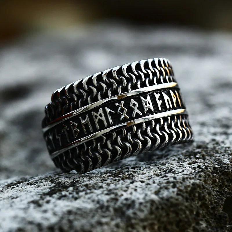 Old Norse Chainmail Elder Futhark Rune Viking Ring  The Pagan Trader   