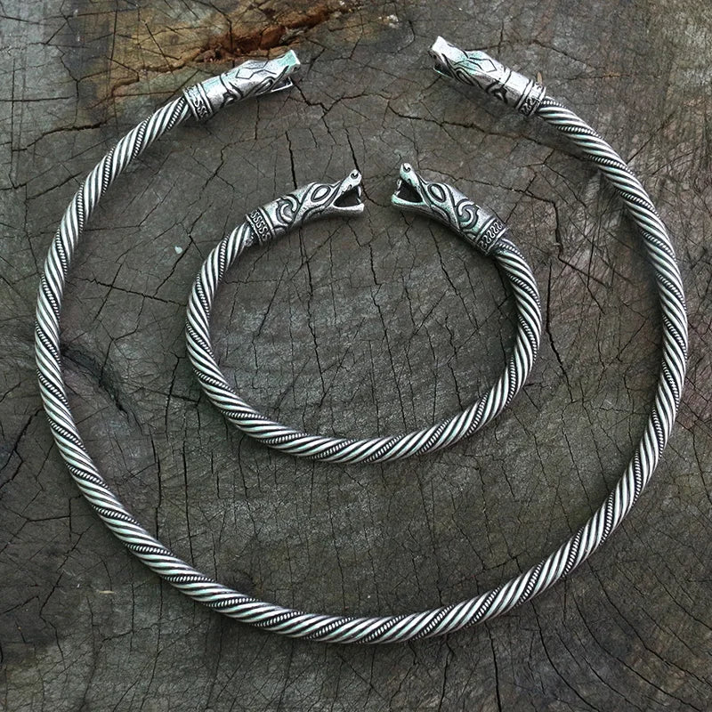 Norse Viking Neck & Arm Rings: Twisted Serpent Design, 2 Styles