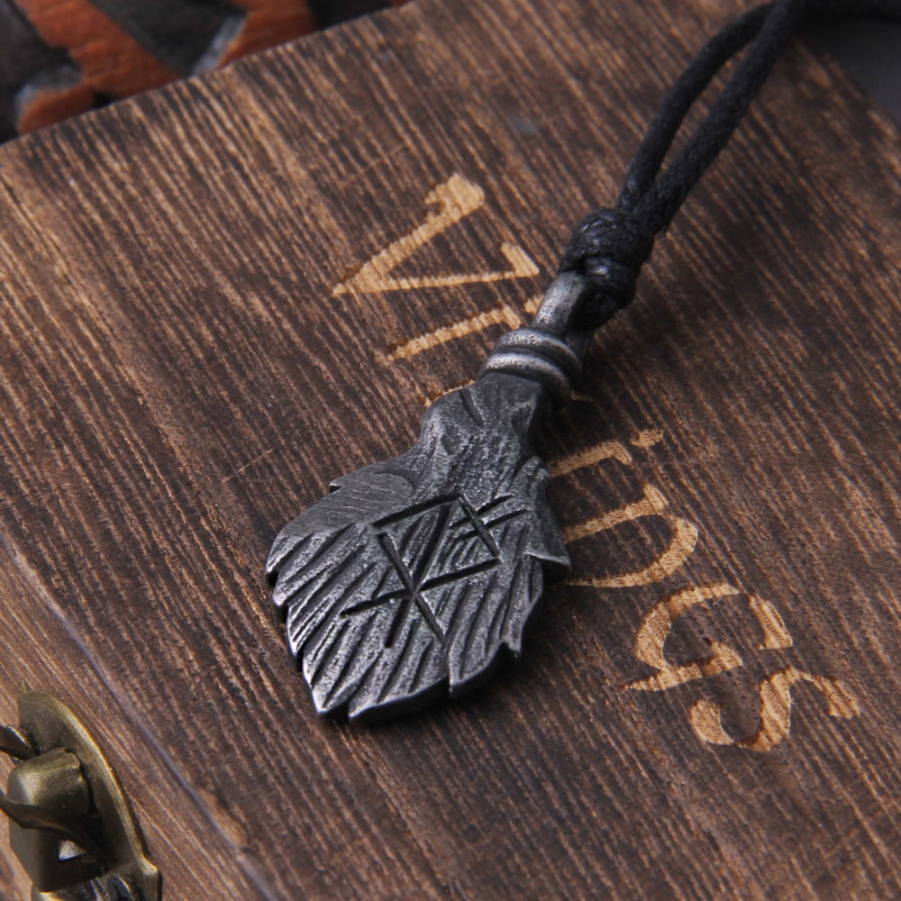 Othala Rune Engraved Wolf Head Necklace 0 The Pagan Trader   