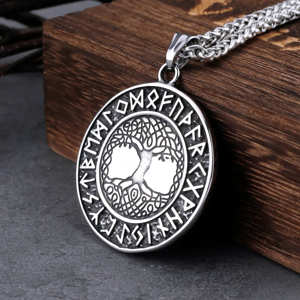 Yggdrasil pendant with Elder Futhark runes amulet